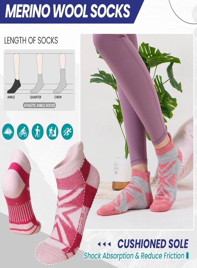 Eyean Merino Wool Ankle Running Socks Men Women Hiking Thick Half Cushioned Support No Show Socks 6 Pairs (Mixed Color A, Large) - Image 4